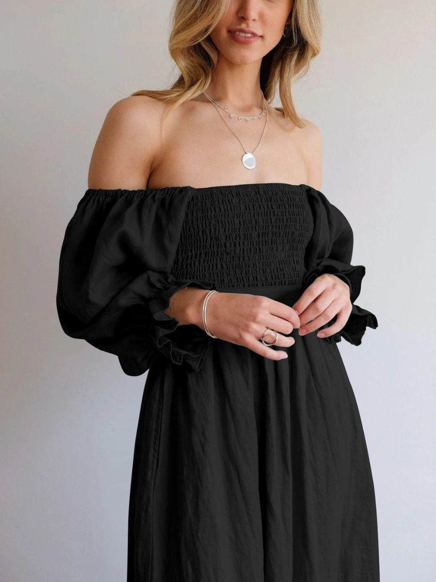 CALL IT LOVE TWO WAY TIERED MIDI DRESS - BLACK