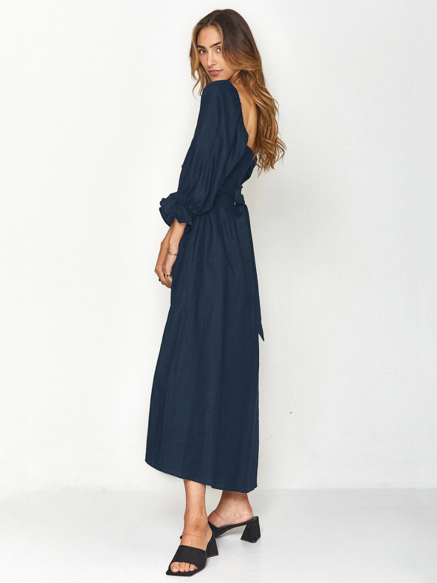 SUNSET SANDS TWO WAY WEARABLE MIDI DRESS - NAVY