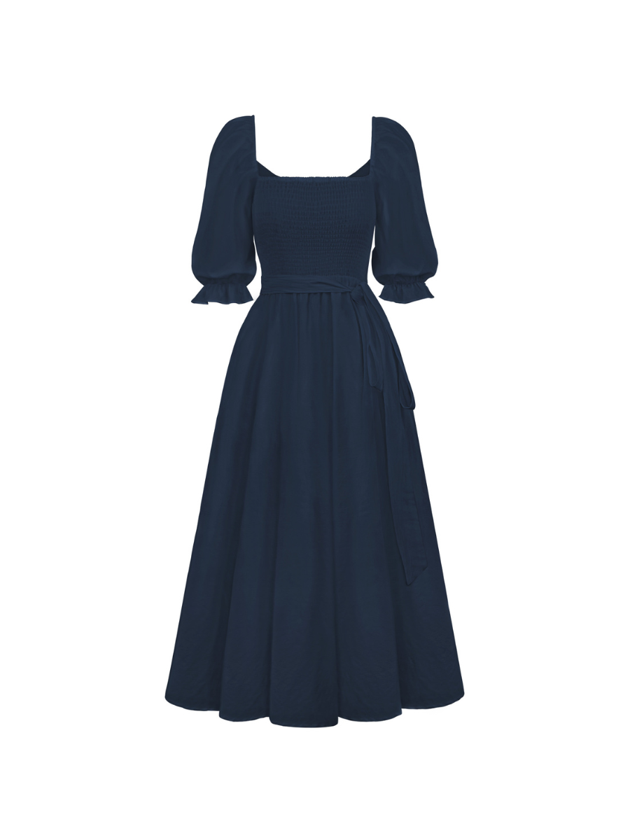 SUNSET SANDS TWO WAY WEARABLE MIDI DRESS - NAVY