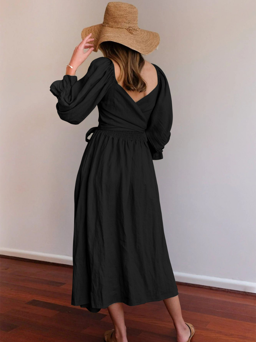 CALL IT LOVE TWO WAY TIERED MIDI DRESS - BLACK