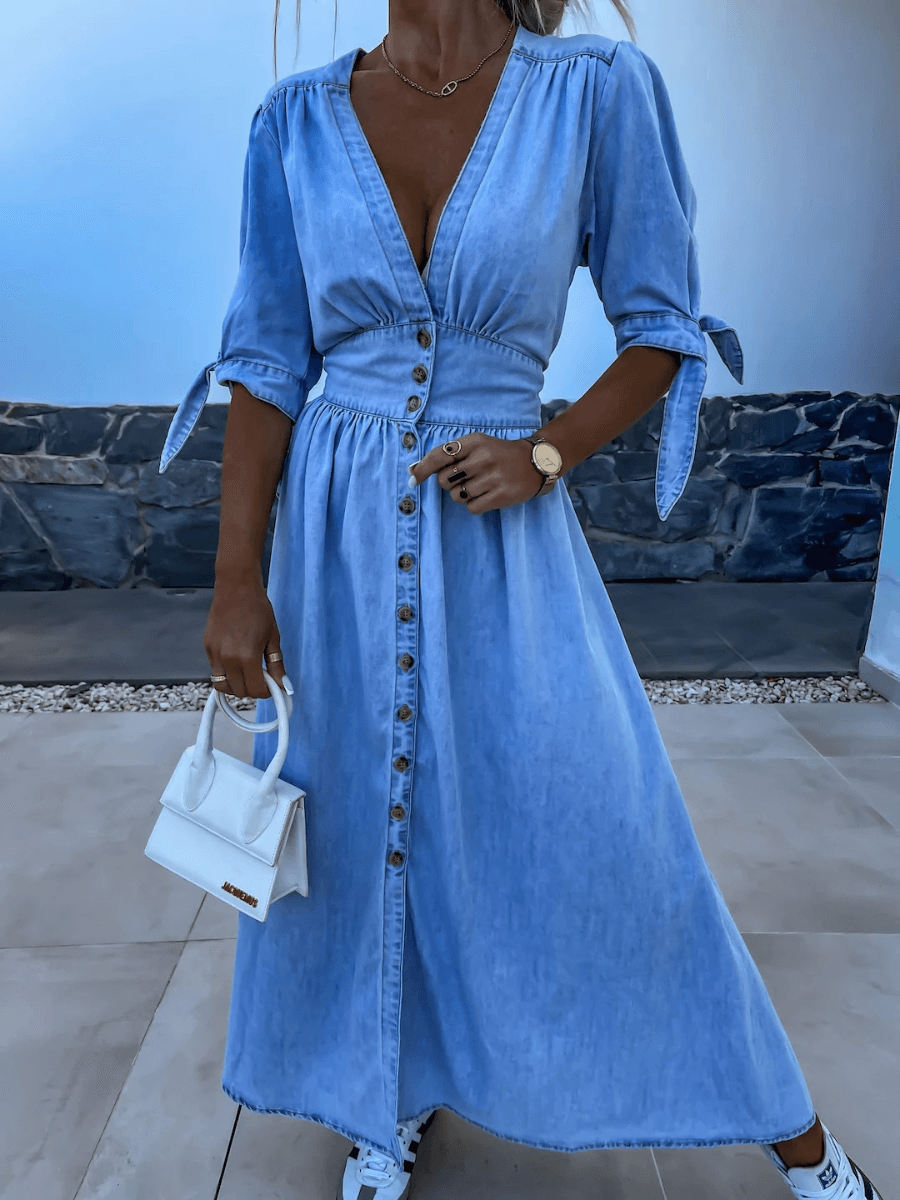 Camden Denim Button Front Maxi Dress