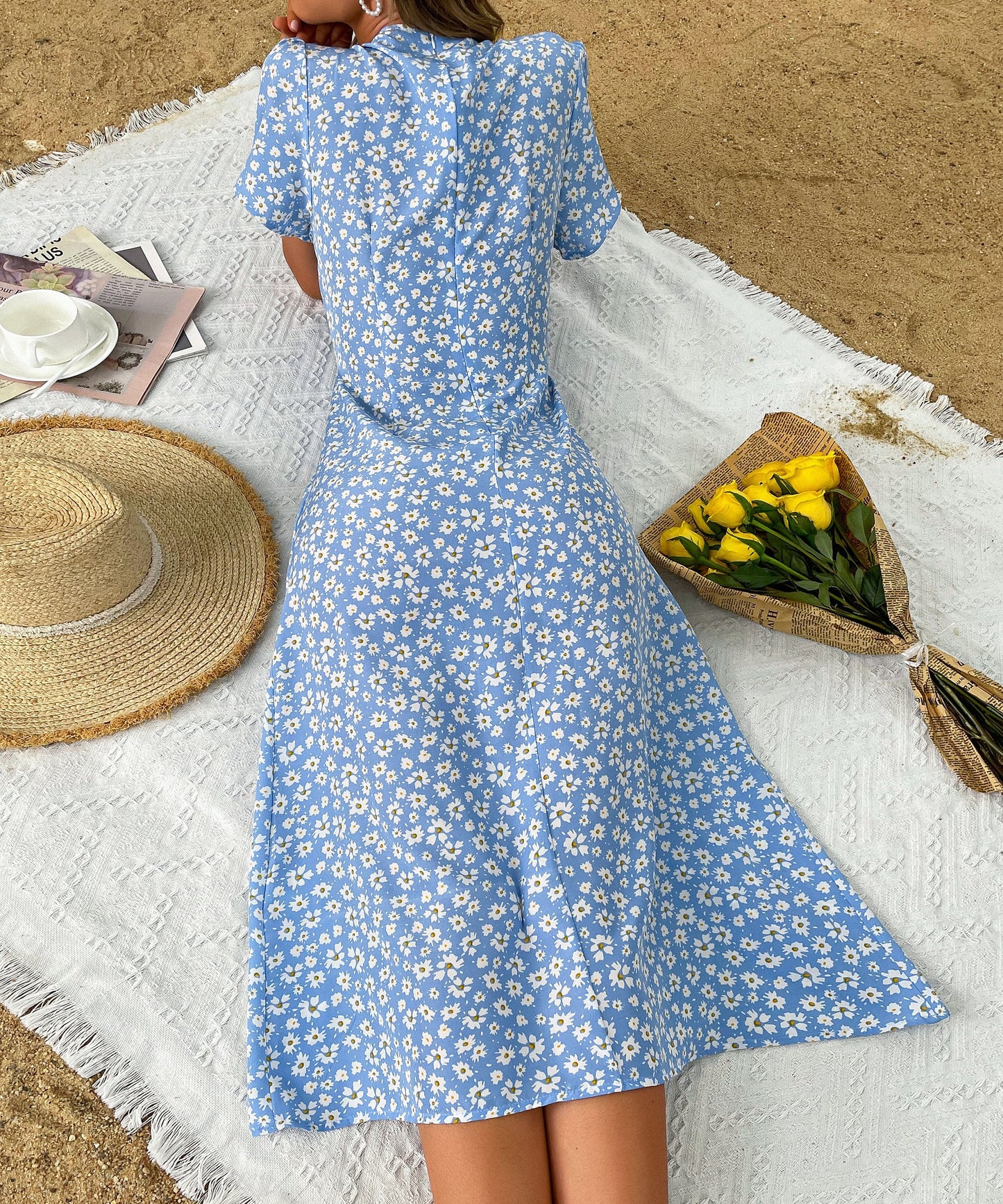 LARKIN MIDI DRESS - BLUE PRINT