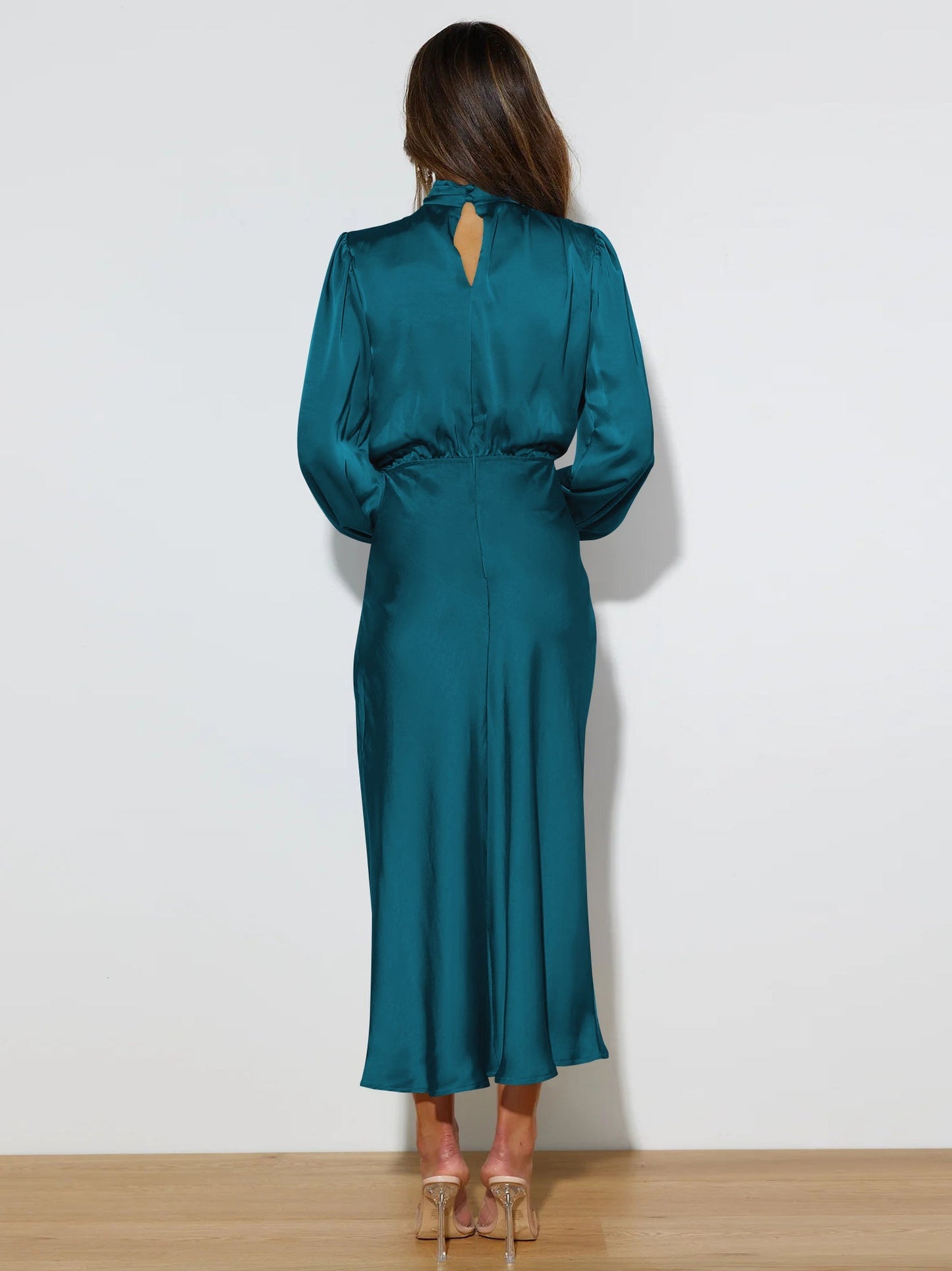 FROM THE SOURCE HIGH NECK BRIDAL MAXI DRESS - TEAL