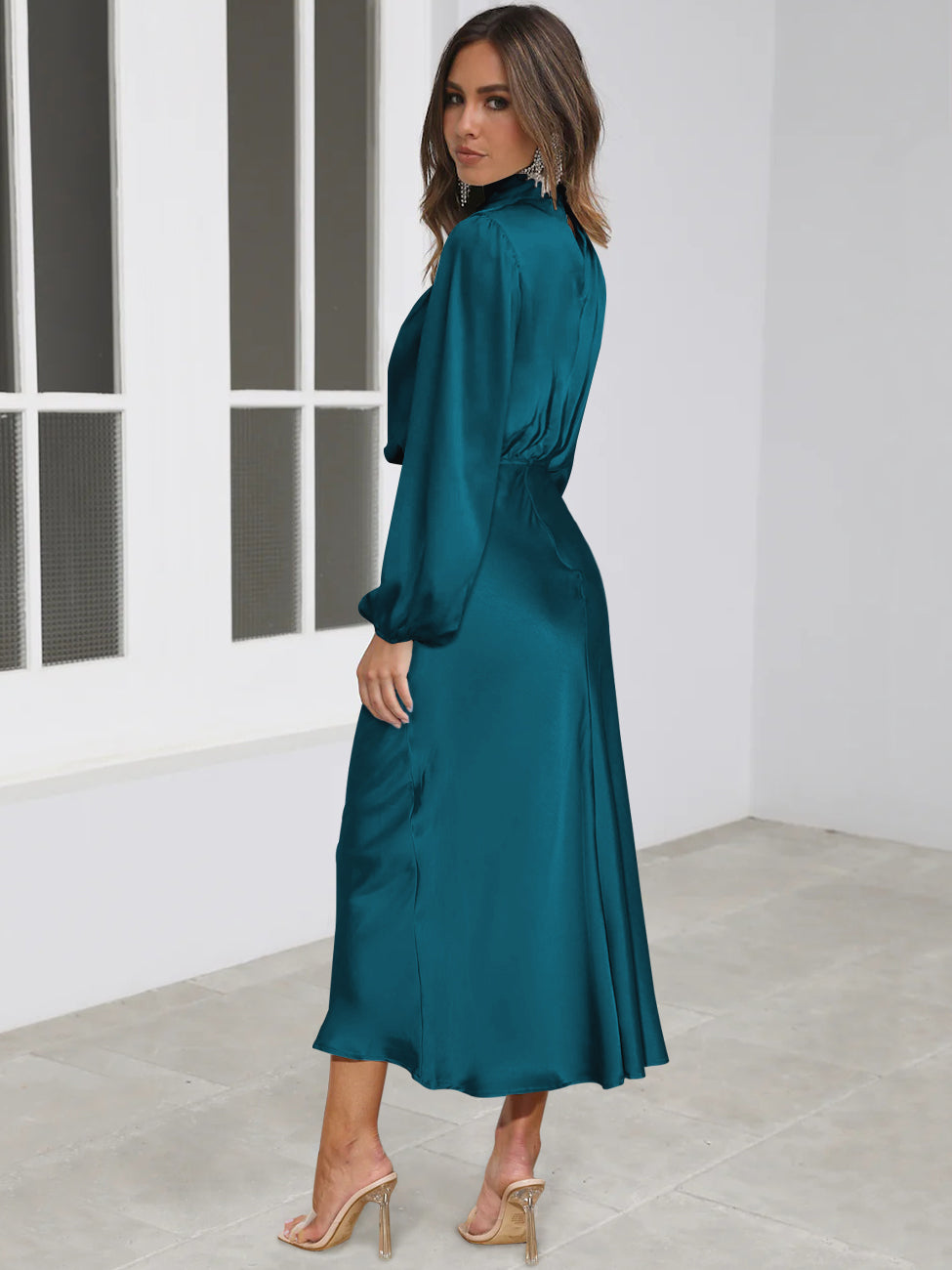 FROM THE SOURCE HIGH NECK BRIDAL MAXI DRESS - TEAL