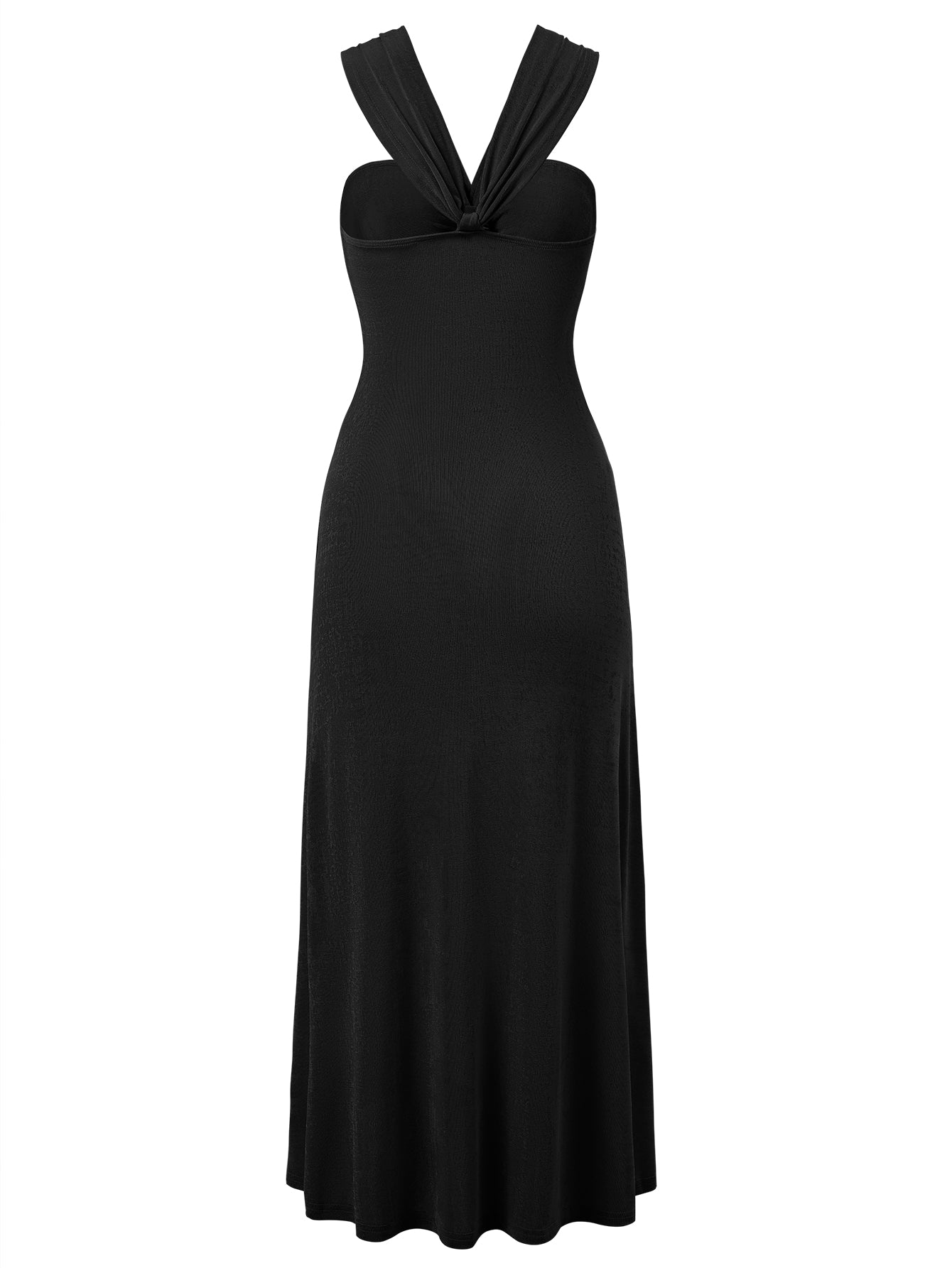 Rylee Solid Halter Neck Maxi Dress - Black