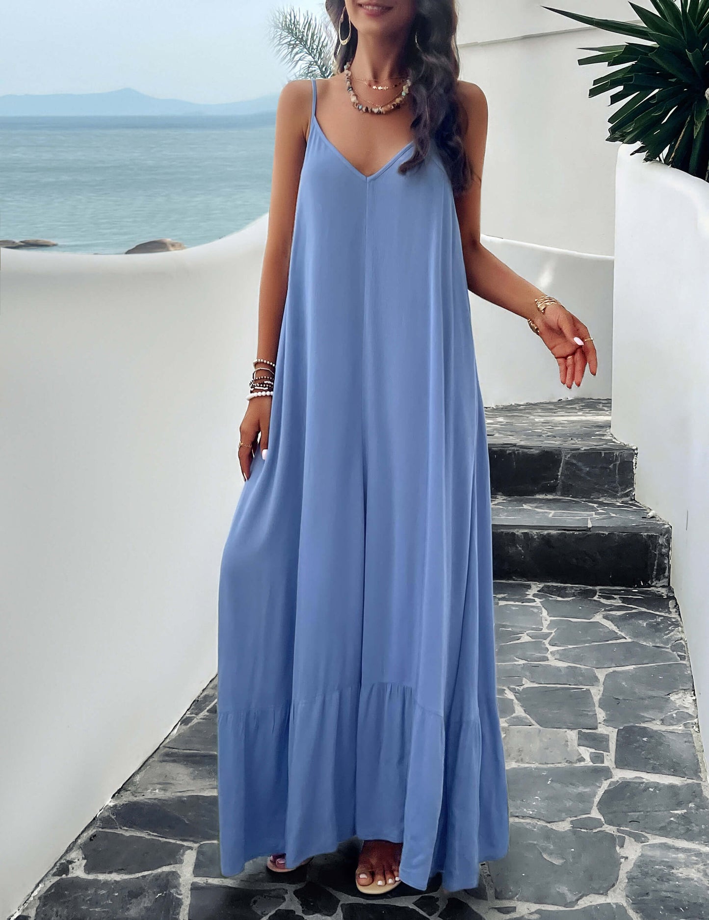 Olivian Pocketed Maxi Dress - Blue