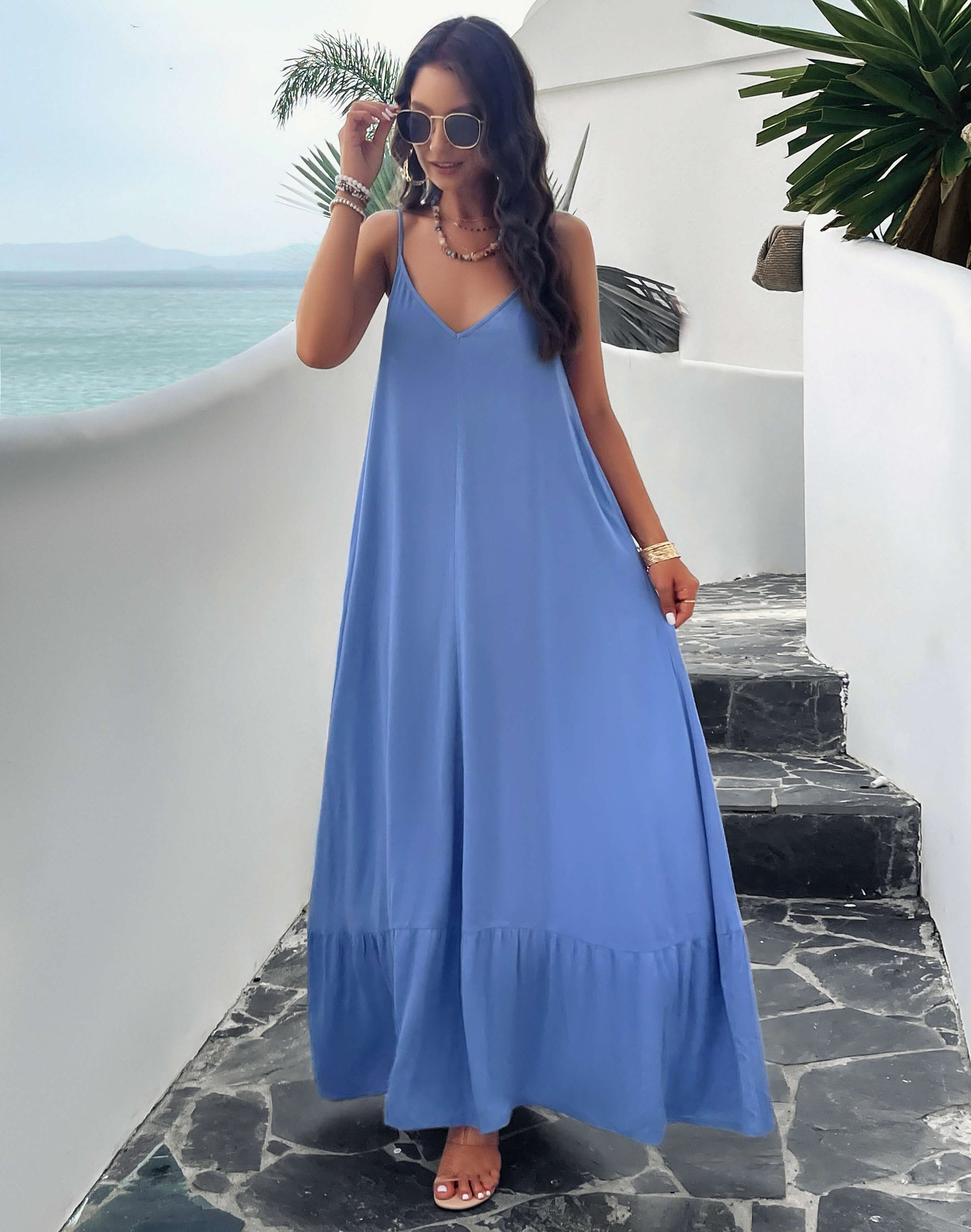 Olivian Pocketed Maxi Dress - Blue