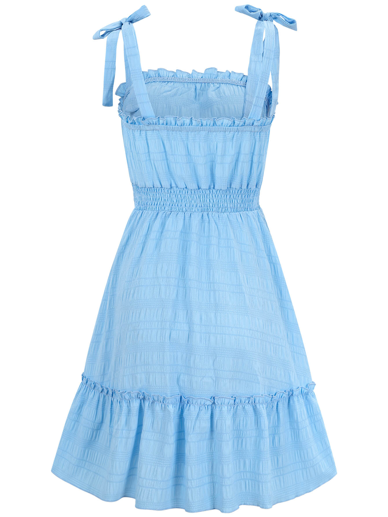 Barbados Shoulder Tie Mini Dress - Blue