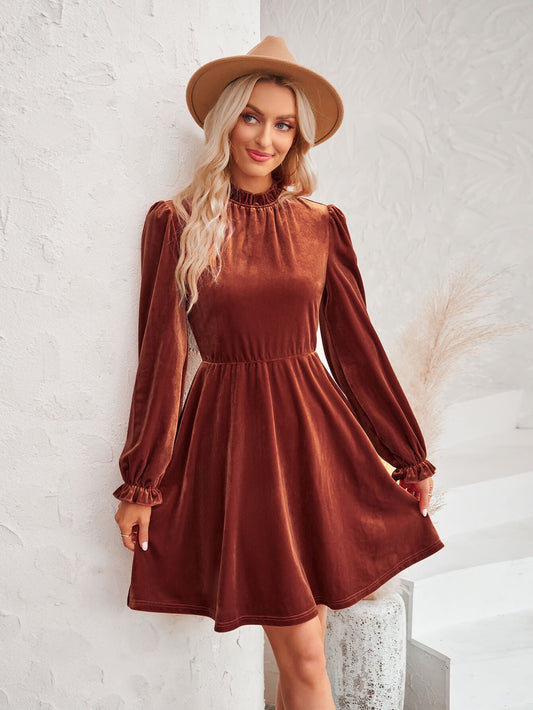 Cosmo Please Velvet Mini Dress - Brown