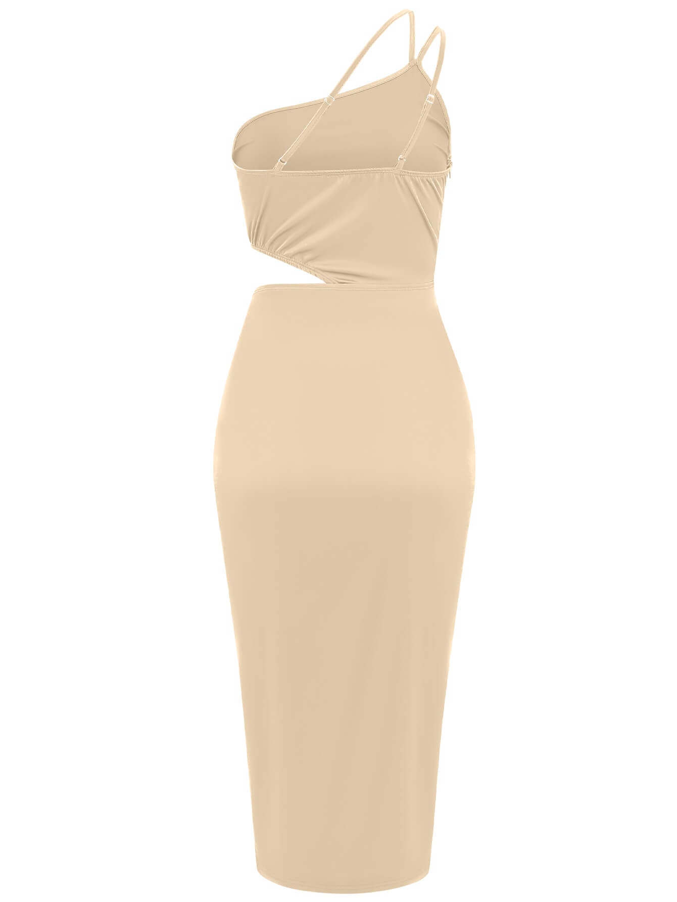 Vianne One-Shoulder Satin Midi Dress - Champagne