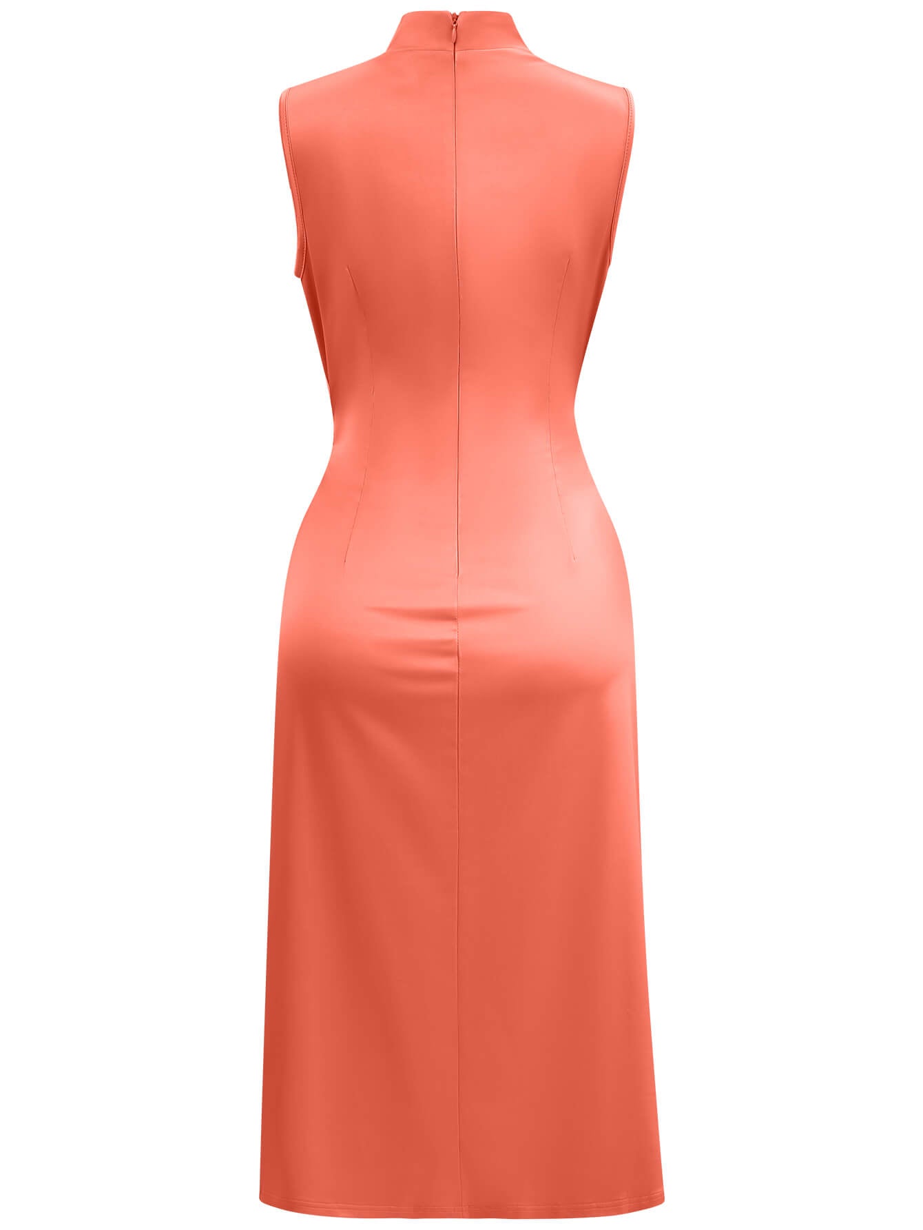 Dixon Slit Satin Midi Dress - Orange