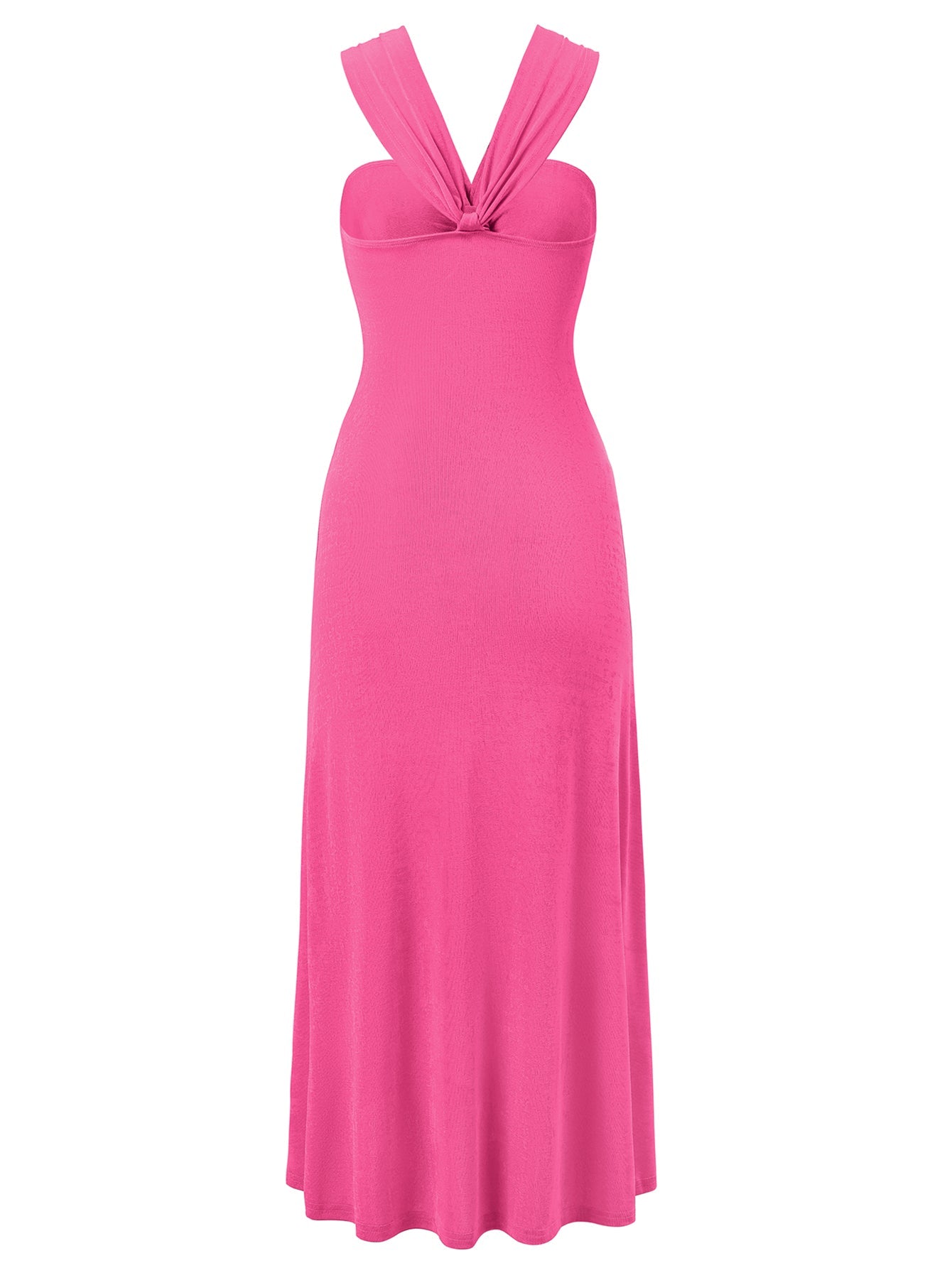 Rylee Solid Halter Neck Maxi Dress - Pink